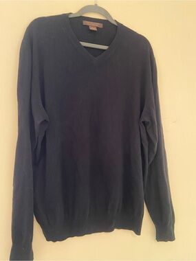 Sebastian Cooper men’s V-Neck Sweater - Black cotton cashmere blend L EUC